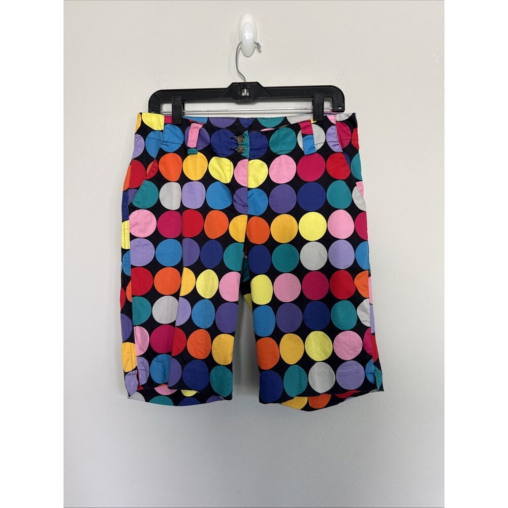 Loudmouth Ladies Rainbow Polka Dot Bermuda Golf Short Size 8